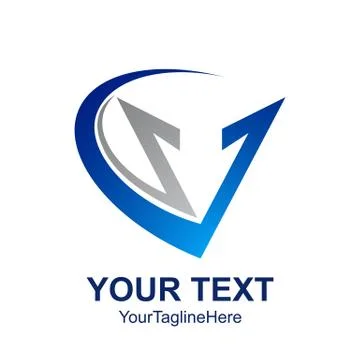 Initial letter V logo template colored blue swoosh design for business and co Stock Illustration