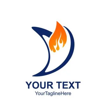 Initial letter V logo template colored blue orange flame design for business  Stock Illustration