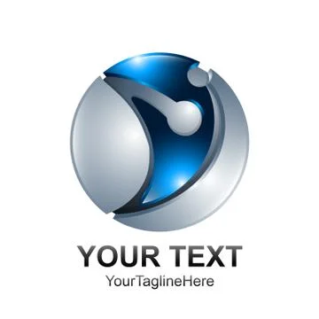 Initial letter V logo template colored blue silver 3d sphere design for busin Stock Illustration