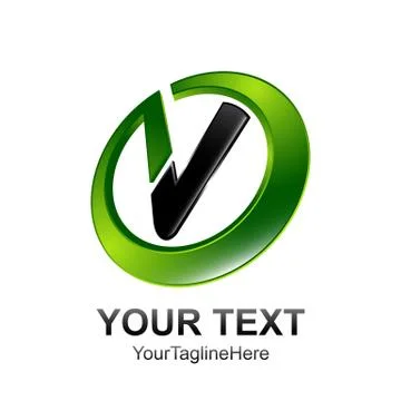 Initial letter V logo template colored black green circle design for business Illustrazione stock
