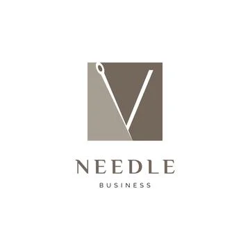 Initial Letter V Needle Icon Logo Design Template Stock Illustration