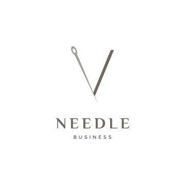 Initial Letter V Needle Icon Logo Design Template Stock Illustration