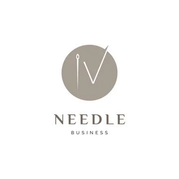 Initial Letter V Needle Icon Logo Design Template Stock Illustration