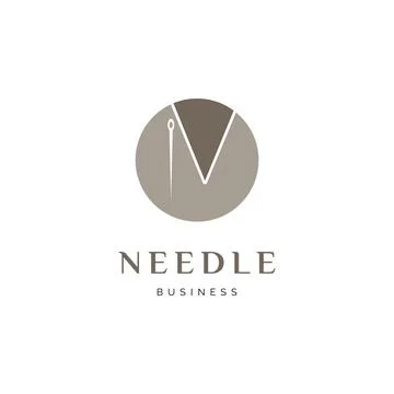 Initial Letter V Needle Icon Logo Design Template Stock Illustration