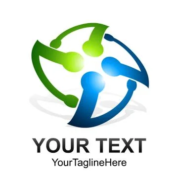 Initial letter V rotate logo design template element colored blue green for b Stock Illustration