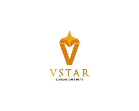 Initial Letter V with Star Shape Logo Vector Stock Illustration