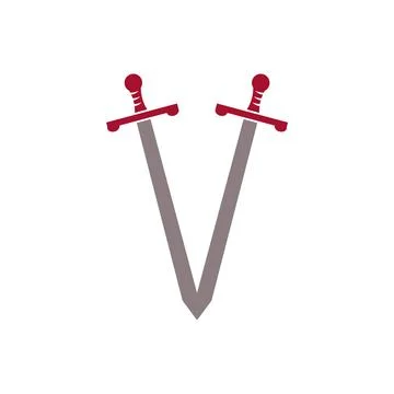 Initial Letter V Sword Icon Design for Gaming, Esports, and Fantasy Stock Illustration
