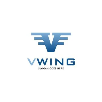 Initial Letter V with Wing Logo Template Design Vector Stock Illustration
