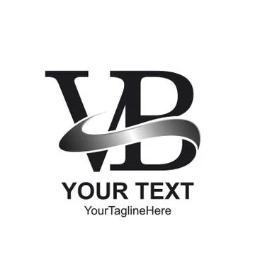 Initial letter VB logo template colored silver black swoosh design for busine Stock Illustration