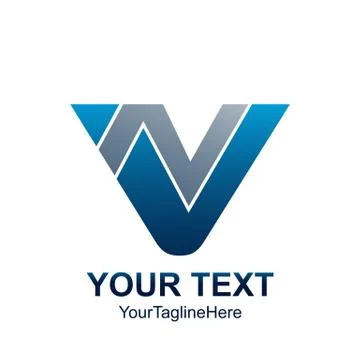 Initial letter VN or NV logo template colored grey blue triangle design for b Stock Illustration