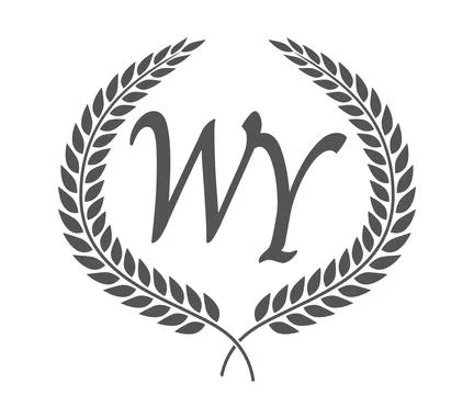Initial letter W and Y, WY monogram logo design with laurel wreath. Luxury .. Stock Illustration