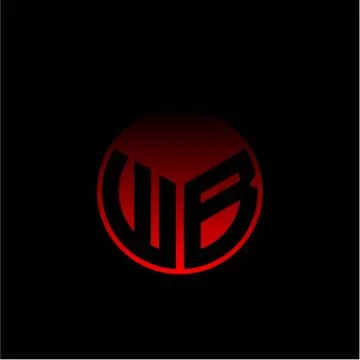 Initial letter W B Modern circle with elegant colored background frame Stock Illustration