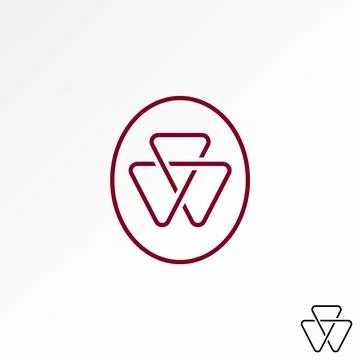 Initial letter W font line out 3 triangles monogram typography Stock Illustration