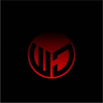 Initial letter W J Modern circle with elegant colored background frame Stock Illustration