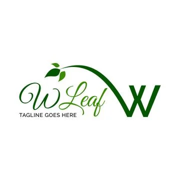 Initial Letter W Leaf Icon Logo Design Template Stock Illustration