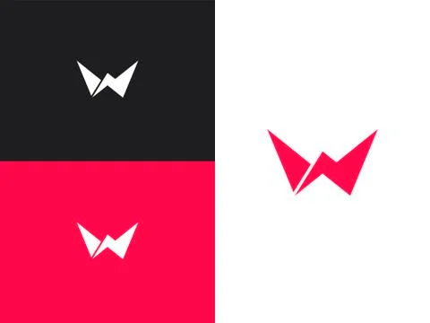 Initial letter W with lightning. Flash vector logotype Stock Illustration