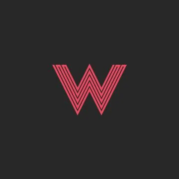 Initial Letter W logo pink line monogram symbol, wedding or business card emb Stock Illustration
