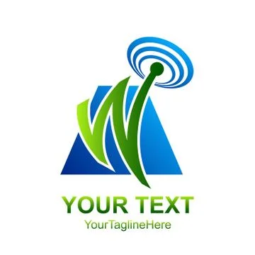 Initial letter W logo template colored blue green signal design for business  Stock Illustration