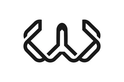 Initial letter W mono line logo design inspiration Stock Illustration