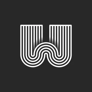 Initial letter W monogram logo rounded wave shape design, smooth thin paral.. Stock Illustration