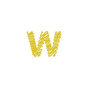 Initial letter W scribble gold logo Stock Illustration