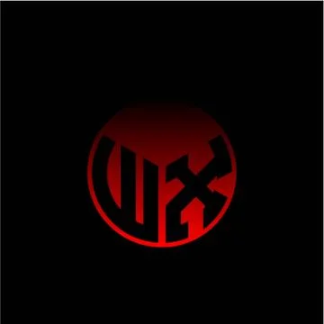 Initial letter W X Modern circle with elegant colored background frame 스톡 일러스트