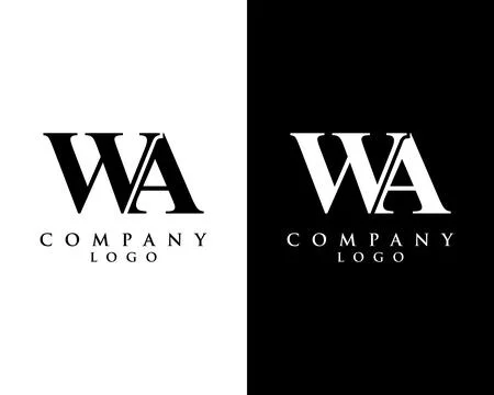 Initial letter WA, AW logo type company name black and white design vector logo Illustrazione stock