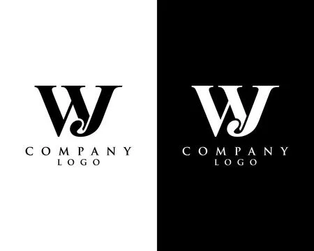 Initial letter WJ, JW logo type company name black and white design vector logo Stock Illustration