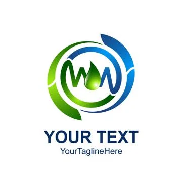Initial letter WM logo template colored blue green circle design for business Stock Illustration