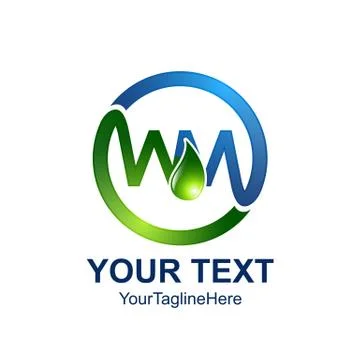 Initial letter WM logo template colored blue green circle design for business Stock Illustration