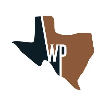 Initial letter wp texas map icon logo design template Stock Illustration