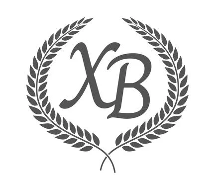 Initial letter X and B, XB monogram logo design with laurel wreath. Luxury .. Stock Illustration