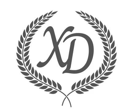 Initial letter X and D, XD monogram logo design with laurel wreath. Luxury .. Stock Illustration