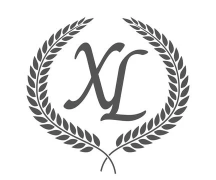 Initial letter X and L, XL monogram logo design with laurel wreath. Luxury .. Stock Illustration