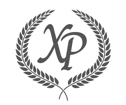 Initial letter X and P, XP monogram logo design with laurel wreath. Luxury .. Stock Illustration