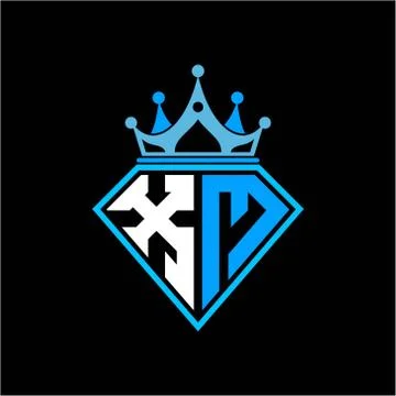 Initial letter X M diamond shape with crown decoration 스톡 일러스트