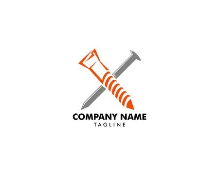 Initial Letter X with Screw and Nail Vector Logo Template Design Element Illustrazione stock