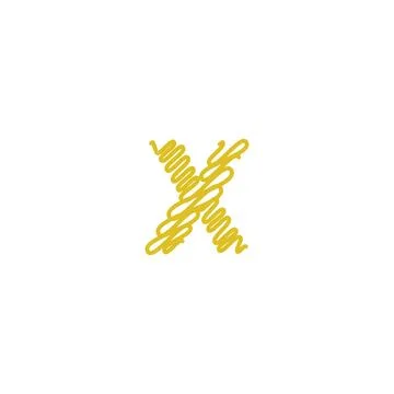 Initial letter X scribble gold logo Stock Illustration