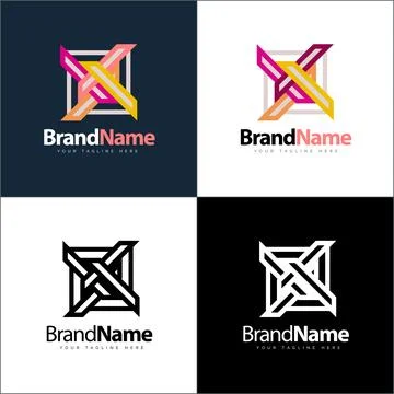 Initial letter x silhouette modern  logo set template design Stock Illustration