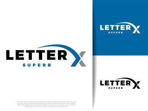 Initial Letter X Swoosh Icon Illustration Design Stock Illustration