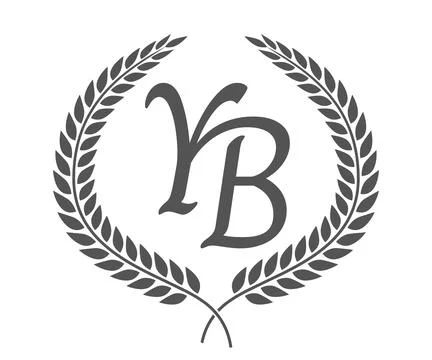 Initial letter Y and B, YB monogram logo design with laurel wreath. Luxury .. Stock Illustration