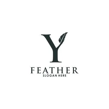 Initial letter Y with Feather logo vector icon, Luxury Initial Feather Logo.. Stock Illustration