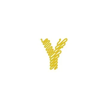 Initial letter Y scribble gold logo Stock Illustration
