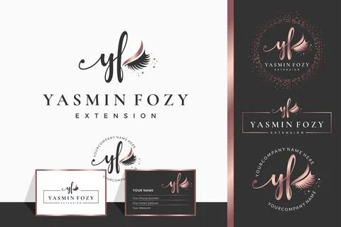 Initial letter Y YF lash, Eyebrow, Lashes, eyelash extension logo design coll Stock Illustration