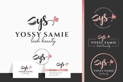 Initial letter YS Y lash, Eyebrow, Lashes, eyelash extension logo design coll Stock Illustration