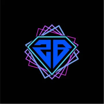 Initial letter Z B with diamond design and square ornament as decoration Stock Illustration