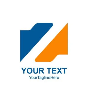 Initial letter Z logo template colored yellow blue negative square design for Stock Illustration