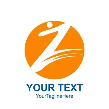 Initial letter Z logo template colored yellow circle brush human design for b Stock Illustration