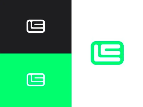 Initial letters L and E rounded square shape monogram Stock Illustration