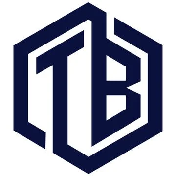 Initial letters TB negative space hexagon shape monogram logo - Vector Stock Illustration